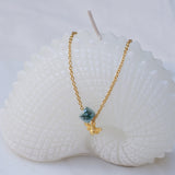 Gold Dainty Bee Necklace with Enamel Glazed Ceramic Cube
