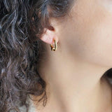 Gold Open Hoop Earrings with One Ball