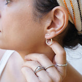 Silver Bar Hollow Round Ear Jackets