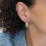 Silver Croissant Dome Hoops