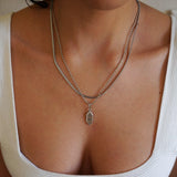Silver Spiritual Evil Eye Celestial Cosmic Pendant Necklace