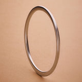 Silver Thick Flat Oval Bangle Bracelet