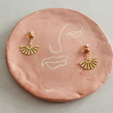 Gold Flower Dangling Earrings and Studs