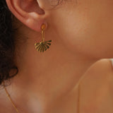 Gold Flower Dangling Earrings and Studs