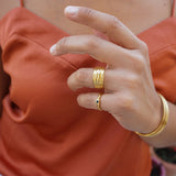 Gold Braided Croissant Ring