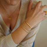 Gold ID Tag Chain Bracelet with Smart Bead