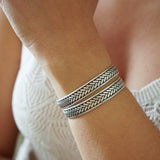 Silver Engraved Wheat Symbol Cuff