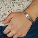 Silver Engraved Wheat Symbol Cuff