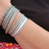 Silver Engraved Wheat Symbol Cuff
