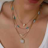 Gold Labradorite/Moonstone/Turquoise Stainless Steel Necklace