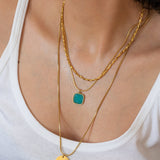 Gold Labradorite/Moonstone/Turquoise Stainless Steel Necklace