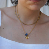 Gold Dainty Bee Necklace with Enamel Glazed Ceramic Cube