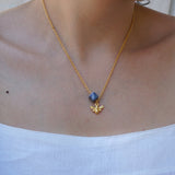 Gold Dainty Bee Necklace with Enamel Glazed Ceramic Cube