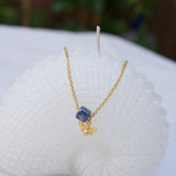 Gold Dainty Bee Necklace with Enamel Glazed Ceramic Cube