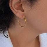 Gold Hammered Hoop Earrings Large