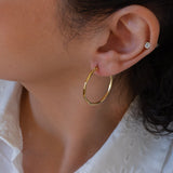 Gold Hammered Hoop Earrings Large