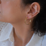 Gold Hammered Hoop Earrings Large