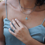 Silver Sun Necklace with Black/Turquoise Enamel
