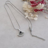 Silver Sun Necklace with Black/Turquoise Enamel