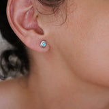 Silver Earrings with Turquoise/Black/Green Enamel Shape Studs