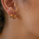 Gold Enamel Huggies Hoops with Enamel