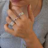 Silver Animal Print Pattern Ring