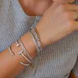 Silver Slim Cuff with Rondelles