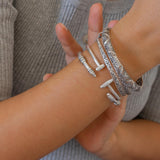 Silver Slim Cuff with Rondelles