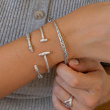 Silver Slim Cuff with Rondelles
