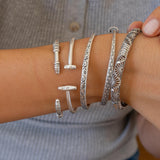Silver Slim Cuff with Rondelles