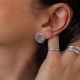 Silver Large Phaistos Disc Stud Earrings