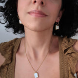 Gold and White Enamel Square Hoop Earrings