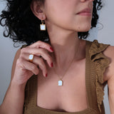 Gold and White Enamel Square Hoop Earrings