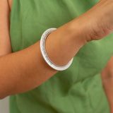 Silver Floral Round Bangle Bracelet