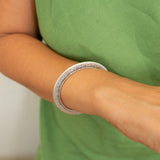 Silver Floral Round Bangle Bracelet