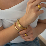 Gold Shiny Thick Round Bangle Bracelet