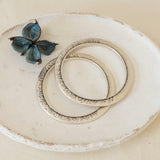 Silver Floral Round Bangle Bracelet
