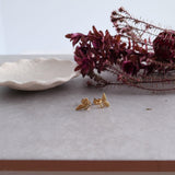 Gold Stainless Steel Butterfly Stud Earrings with White Shell
