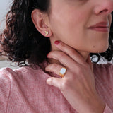 Gold Stainless Steel Butterfly Stud Earrings with White Shell