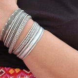 Silver Engraved Lines Cuff