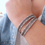 Silver Engraved Lines Cuff
