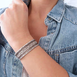 Silver Engraved Lines Cuff