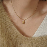 Gold Stainless Steel Sun Pendant Necklace