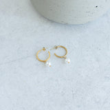 Gold Mother of Pearl Hoop Earrings
