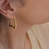 Gold Wavy Hoops Organic Hoop Stainless Steel Earrings