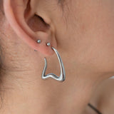 Silver Wavy Hoop Earrings