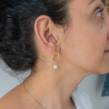 Gold Mother of Pearl Hoop Earrings