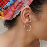 Silver Snakeskin Hoop Earrings
