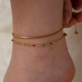 Gold Glass Beads  Oval Beads Chain Anklet