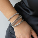 Silver Twisted Wire Open Bracelet